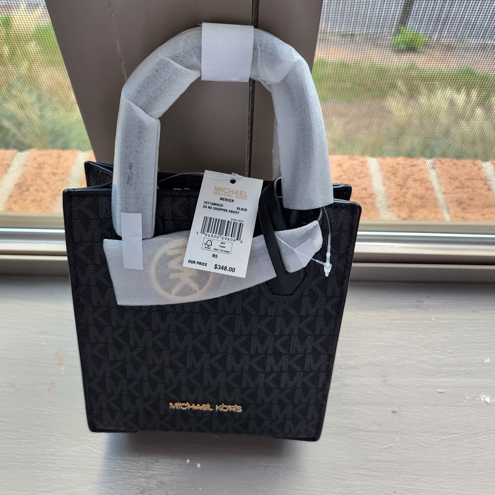 Michael Kors Black Mini Bag with Gold Accents